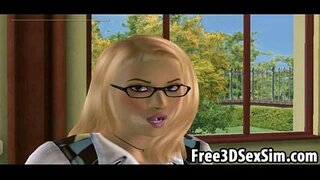 Hot 3D skolflicka licking en ebony babes trånga fitta